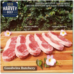 Beef Sirloin AGED BY GOODWINS Australia STEER young cattle (Striploin / New York Strip / Has Luar) frozen brand Harvey/Midfield STEAK 1cm 3/8" for schnitzel (price /600gr 4-5pcs)